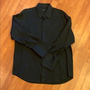 100% cotton black stripe button down